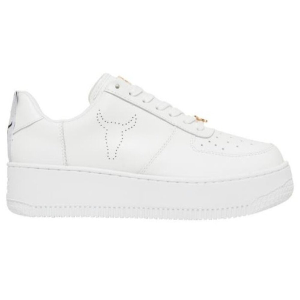 WindsorSmith Racerr Women's 10M White Leather Platform Sneakers Low-Top Shoes